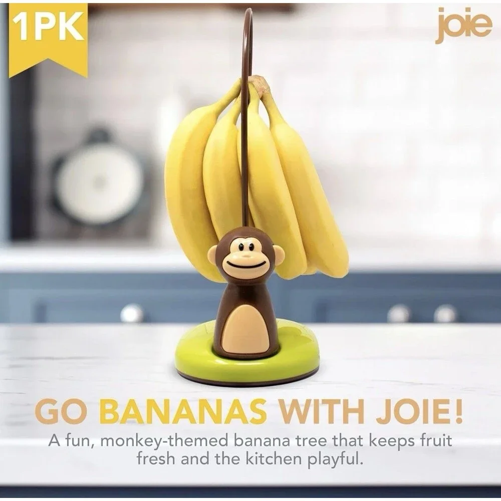 Joie Monkey Banana Tree Holder, Countertop Fruit Hanger with Secure Black